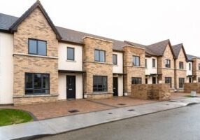 Newly built row houses for sale in Ireland on a Cloudy Winter Day